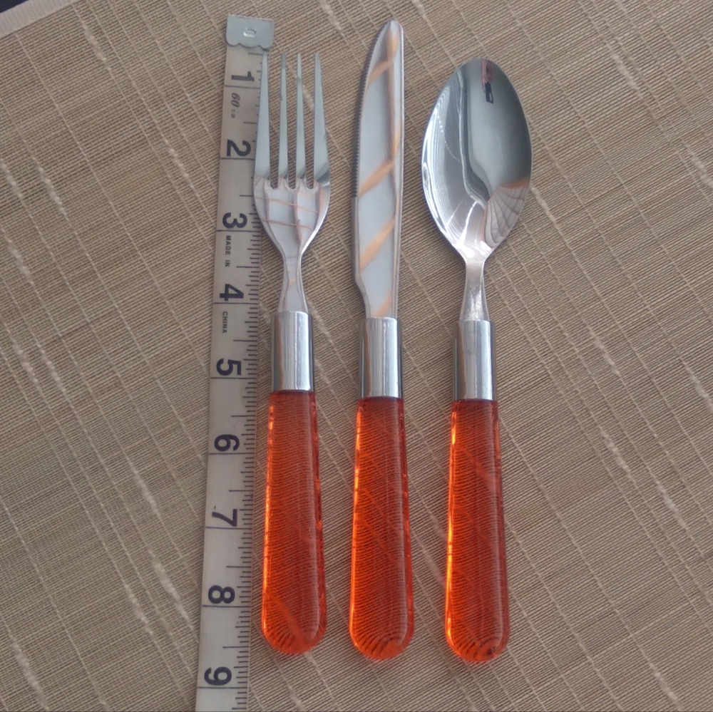 Hampton Silversmiths Flatware Set with Orange Handles - Picture 4 of 4